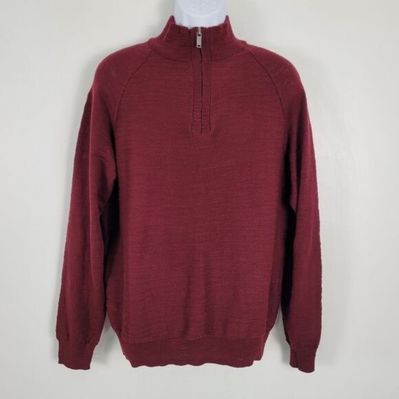 Jachs New York Burgundy Quarter Zip Raglan Pull Over Sweater Size L - Picture 10 of 10